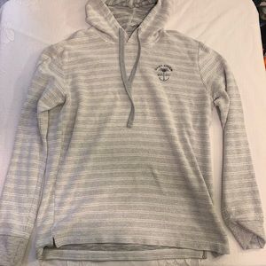 Quiet Storm hooded sweatshirt gray white stripes size medium